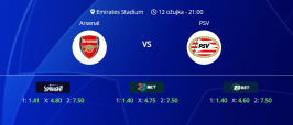 Tipovi za Arsenal vs. PSV, 12. ožujak 2025., Liga prvaka