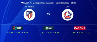 Tipovi za Atletico vs. Lille, 23. listopad 2024., Liga prvaka