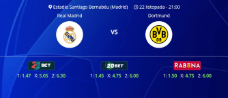 Tipovi za Real Madrid vs. Borussia Dortmund, 22. listopad 2024., Liga prvaka